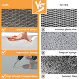 Shintenchi Outdoor Patio Furniture Sets, Small Outdoor Sofa Patio Sectional Sets 3-Piece All Weather Wicker Rattan Patio Seating Sofas with Glass Coffee Table and Cushion (Blue) Shintenchi