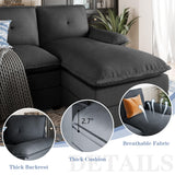 110" Sectional Couches for Living Room,4-Seat U Shaped Couch with Double Chaise,Modular Sofa Couches Sleeper with Thick Cushion & Soft Backrest,Black Shintenchi