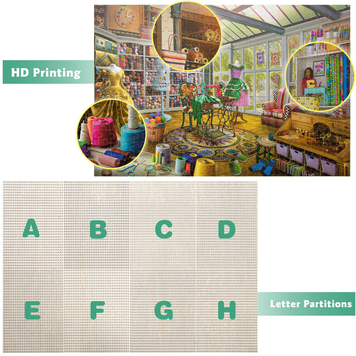 Lavievert Wooden Jigsaw Puzzle 1000 Piece Puzzle for Adults and Kids - Sewing Room LAVIEVERT