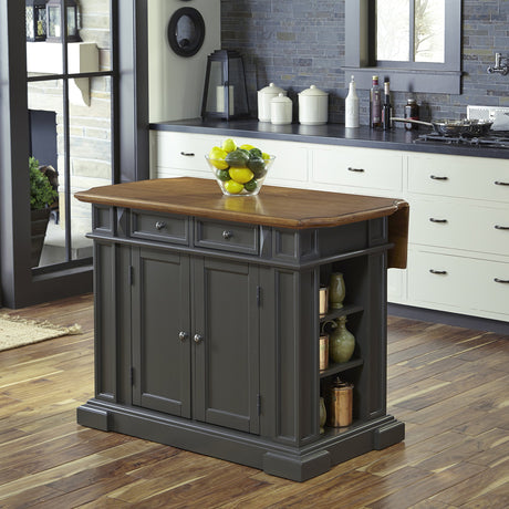 Homestyles Americana Gray Kitchen Island with Drop Leaf Breakfast Bar homestyles