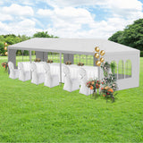 10' x 30' Outdoor White Gazebo Canopy Tent with 5 Removable Sidewalls, Patio Gazebo with Transparent Windows, Shade Shelter Tents Ideal for Birthdays, Events, Parties, Weddings, Gatherings, Beach, BBQ OLLIDOT