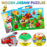 Puzzles for Kids Ages 4-8, 14 Pack Wooden Jigsaw Puzzles 30 Pieces Preschool Educational Learning Toys Set for Toddler Boys and Girls Stocking Stuffers OCTERIC