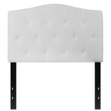EMMA + OLIVER Tufted Upholstered Twin Size Headboard in White Fabric EMMA + OLIVER