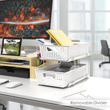 Simple Houseware 2 Tier Bathroom Organizer Tray Pull-Out Sliding Drawer/Under-Sink Storage, White Simple Houseware