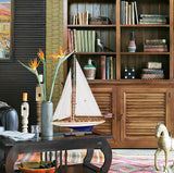 SAILINGSTORY Wooden Sailboat Model Ship Sailboat Decor Yacht Enterprise 1/100 Scale 1930 America's Cup Replica HOME DECOR SAILINGSTORY