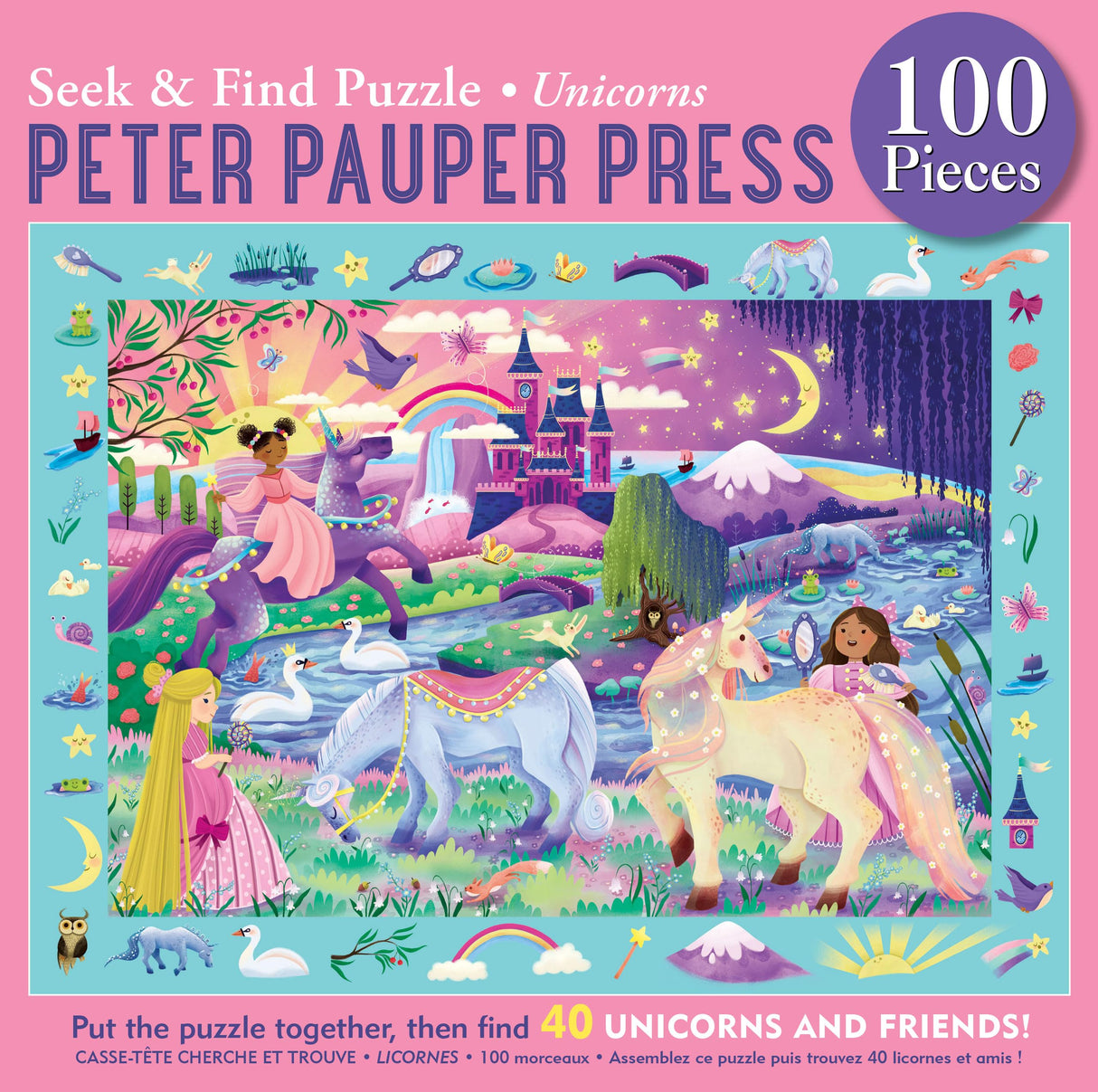 Unicorns Seek & Find 100-Piece Jigsaw Puzzle PETER PAUPER PRESS