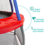 SKYWALKER TRAMPOLINES 48” Round, Indoor Outdoor Mini Trampoline for Kids Toddler Bouncer with Enclosure Net, Padded Frame, Cover and Handlebar, No-Gap Safe Design, Zoo Adventure Skywalker Trampolines