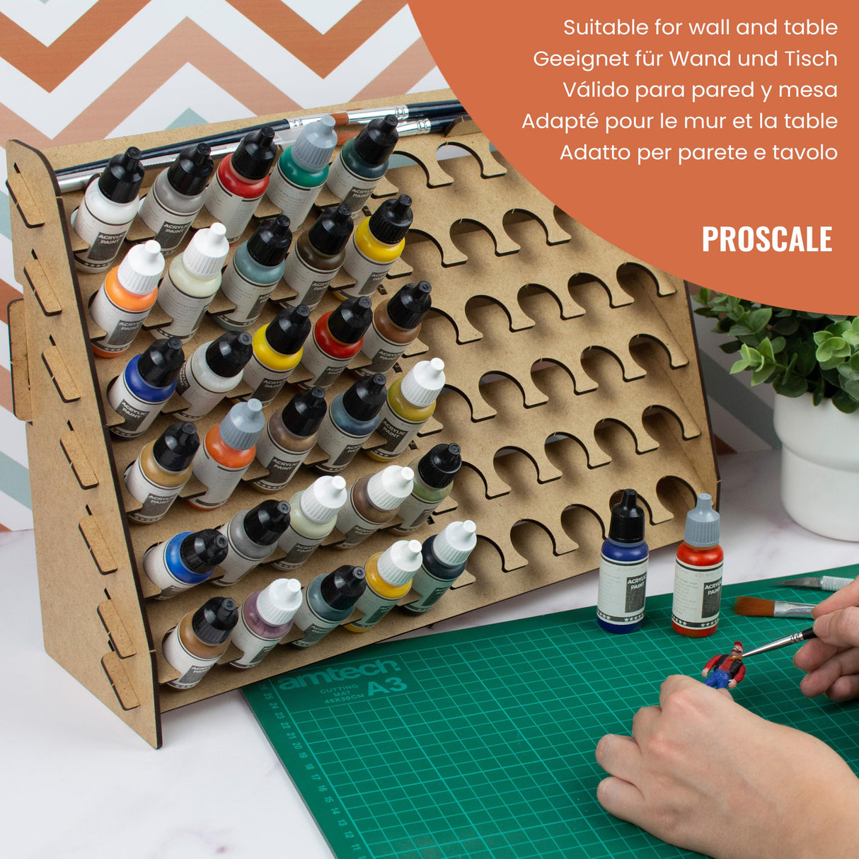 PROSCALE Paint Rack for model paints. Hobby craft Vallejo Tamiya Army compatible wall paint rack stand holder organiser storage for miniature warhammer art artists (26 mm) PROSCALE