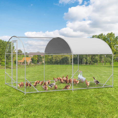 Raysfung Large Metal Chicken Coop, Walk-in Chicken Run Pen with Waterproof Cover, Dome Roof Poultry Cage for Outdoor, Backyard, Farm (8.96'Wx12.99'Lx6.4'H) Raysfung