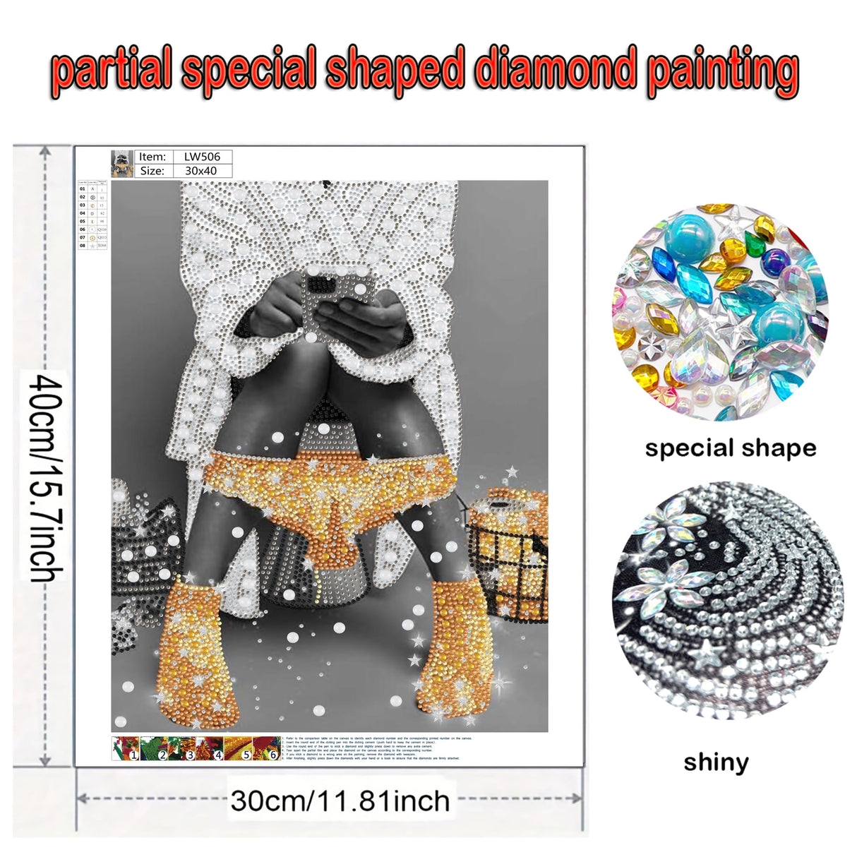 KUFWKEY Toilet Diamond Art Kit for Adults,Diamond Painting Kits for Beginners,5D Special Shaped Diamond Art Painting,DIY Handicrafts,Mosaic Diamond dots for Bathroom Decor,11.81x15.7 inch KUFWKEY