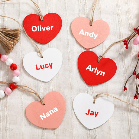 Valentines Wooden Name Tags DIY Unfinished Blank Wood Heart Tag for Kids Gifts Farmhouse Baskets FestalMart