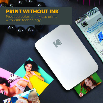 KODAK Step Instant Smartphone Photo Printer - 75 Sheets Bundle - Portable Mini Color Wireless Mobile Printer - Zink 2x3” Sticky-Back Photos - Bluetooth Compatible with Smart Devices - Fun App -White