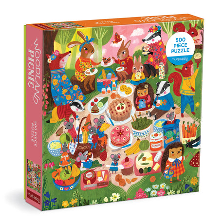 Mudpuppy Woodland Picnic 500 Piece Family Puzzle Mudpuppy