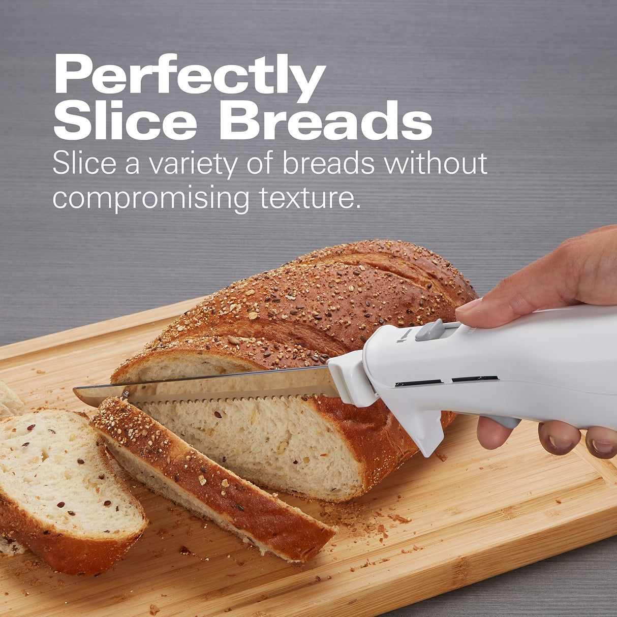 Hamilton Beach Electric Knife Set for Carving Meats, Poultry, Bread, Crafting Foam & More, Reciprocating Serrated Stainless Steel Blades, Ergonomic Design Storage Case + Fork Included, 5Ft Cord, White Hamilton Beach