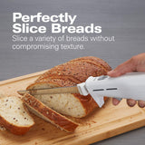Hamilton Beach Electric Knife Set for Carving Meats, Poultry, Bread, Crafting Foam & More, Reciprocating Serrated Stainless Steel Blades, Ergonomic Design Storage Case + Fork Included, 5Ft Cord, White Hamilton Beach