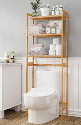 AMBIRD 3-Tier Bamboo Over-The-Toilet Storage Unit for Space-Saving Bathroom Organisation AMBIRD
