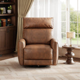 GarveeHome Power Recliner Chair, 270° Swivel Rocking Glider with USB Charging Port, PU Leather Upholstered Fabric, Ergonomic Modern Nursery Chair for Living Room, Bedroom, Nursery (Camel) GarveeHome