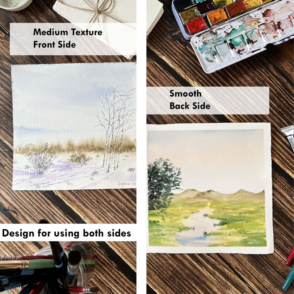 Deckle Edge Watercolor Paper, 100% Cotton, 140 LB, 300 GSM, 4x6”, 30 Sheets Mixed Media Paper for Dry & Wet Technique, Acid Free, tumuarta Blank Cards is Perfect for Greeting Cards & Thank You Notes tumuarta