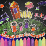 Feifeiya 12 Pcs Glow in the Dark Chalk Under Blacklight, 6 Neon Colors Washable Dustless UV Sidewalk Chalk for Black Light Party Playground Chalkboard Birthday Gift and Outdoor Drawing (Crayon) Feifeiya