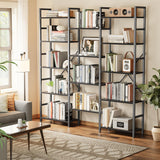 SUPERJARE Triple 5 Tier Bookshelf, Bookcase with 14 Open Display Shelves, Wide Book Shelf Book Case for Home & Office, Black SUPERJARE