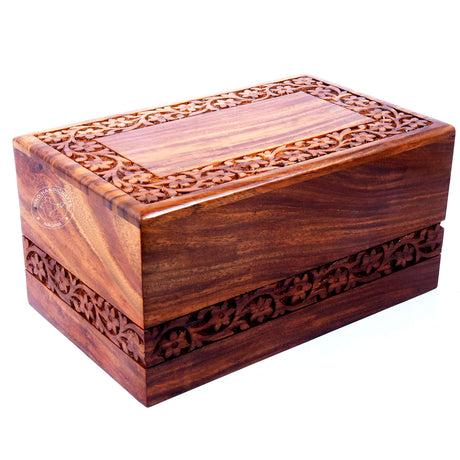 Hind Handicrafts Handmade & Handcrafted Rosewood Borders Engraving Wooden Cremation Box/Urns for Human Ashes Adult, Funeral Urn Box (X-tra Large : Hind Handicrafts