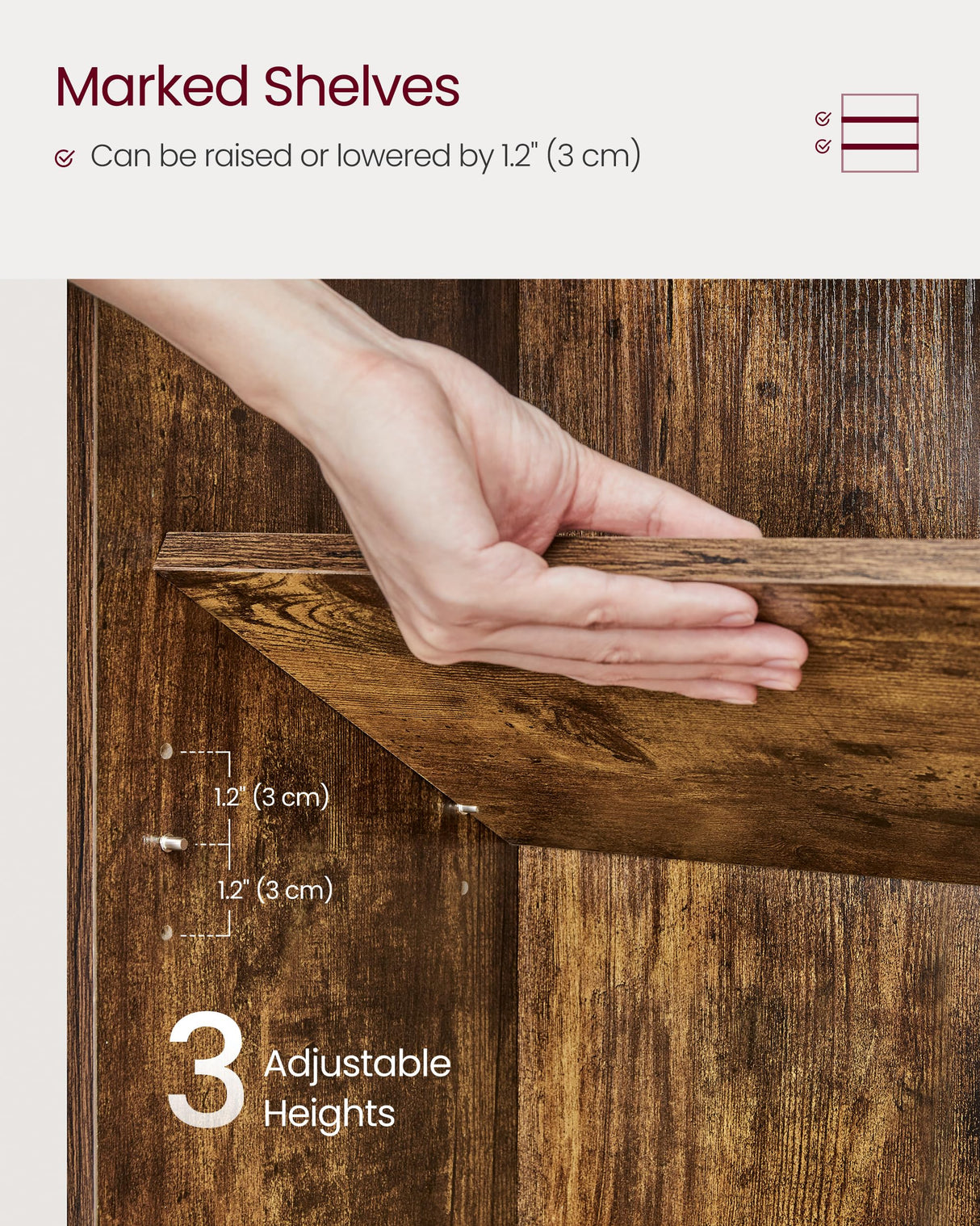 VASAGLE Custos Collection - Bookshelf, 3-Tier Bookcase, Book Shelf, Open Storage Shelf, 9.4 x 31.5 x 32 Inches, for Living Room, Home Office, Dinning Room, Rustic Brown ULBC173X01 VASAGLE