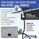 Master Airbrush Powerful Cordless Airbrushing System Kit - 20 to 36 PSI, Portable Rechargeable Air Compressor Professional Artist Set, How to Guide - Acrylic Paint, Makeup, Cake, Hobbies Crafts, Model Master Airbrush