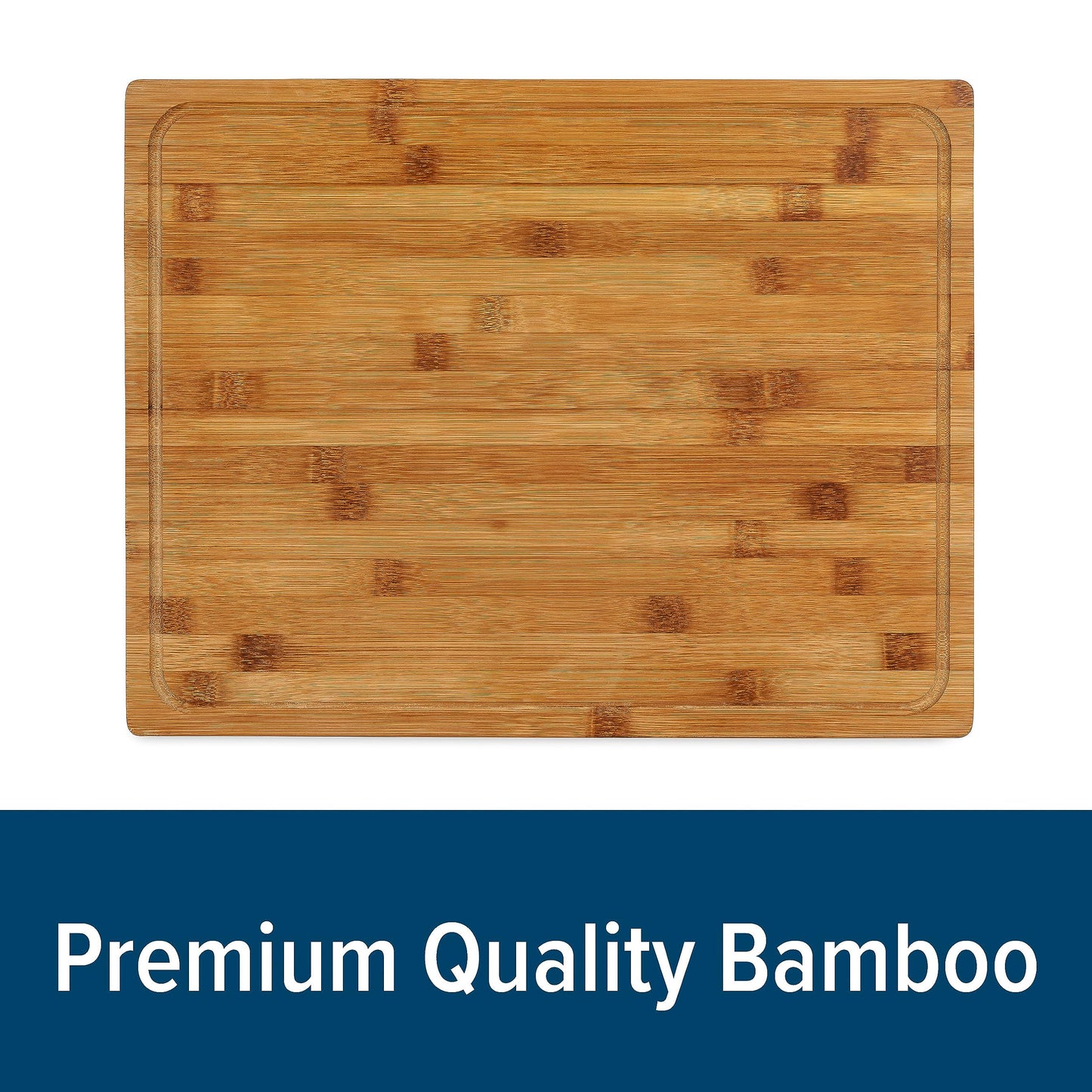 Camco Bamboo Cutting Board with Counter Edge | Perfect for Vegetables, Fruits, Meats, and Cheeses | Measures 18-inches x 14-inches x 1-3/4-inches (43545), Brown