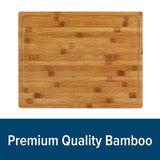 Camco Bamboo Cutting Board with Counter Edge | Perfect for Vegetables, Fruits, Meats, and Cheeses | Measures 18-inches x 14-inches x 1-3/4-inches (43545), Brown Camco