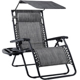 Best Choice Products Folding Zero Gravity Outdoor Recliner Patio Lounge Chair w/Adjustable Canopy Shade, Headrest, Side Accessory Tray, Textilene Mesh - Gray Best Choice Products