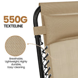 Yaheetech Zero Gravity Recliners Outdoor Adjustable Folding Reclining Lounge Chairs w/Pillows, Cup Holder Trays and Carry Strap for Patio Backyard Beach Beige Set of 2 Yaheetech