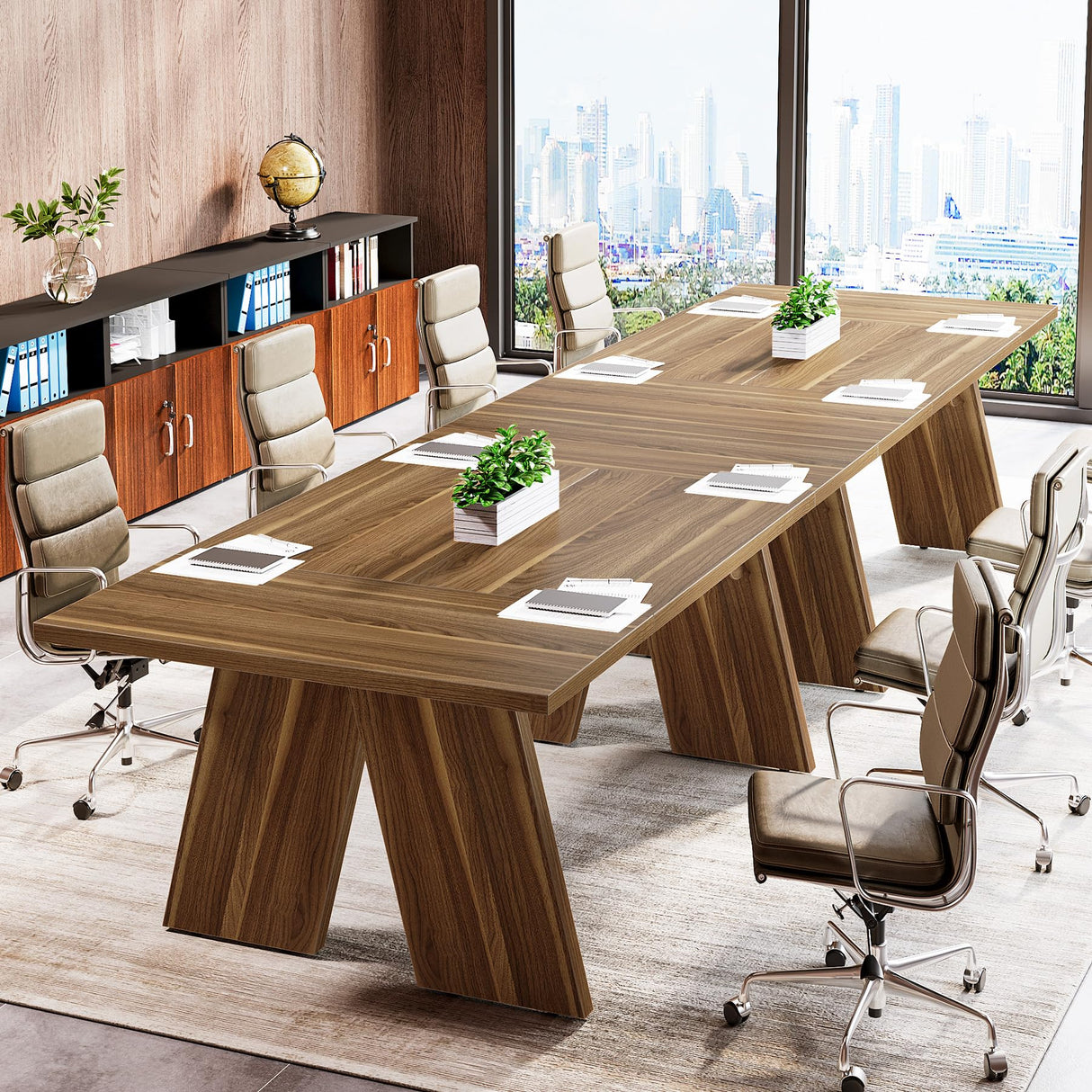 Tribesigns 6 ft Conference Table, 70.9 L x 35.4 W x 29.5 H Inches Meeting Table with Solid Wood Legs, Wood Training Table Boardroom Desk for Office Meeting Conference Room Tribesigns