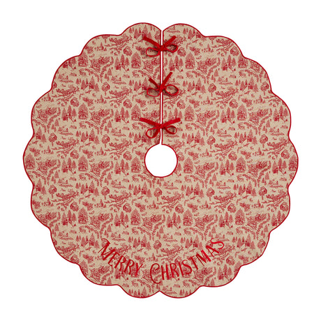 Mud Pie Toile Scalloped Tree Skirt; 54" Dia Mud Pie