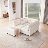 Huatean Home 125 Inch Oversized Corduroy Modular Sectional Sofa, U Shaped Modular Couch with Storage, 5 Seat Convertible Corduroy Couch, Comfy Sectional Couches for Living Room with Foam, Light Beige Huatean Home
