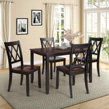 Harper & Bright Designs 5-Piece Wood Dining Table Set for 4, Kitchen Furniture Set with 4 High Back Dining Chairs for Small Places,Black+Cherry Harper & Bright Designs