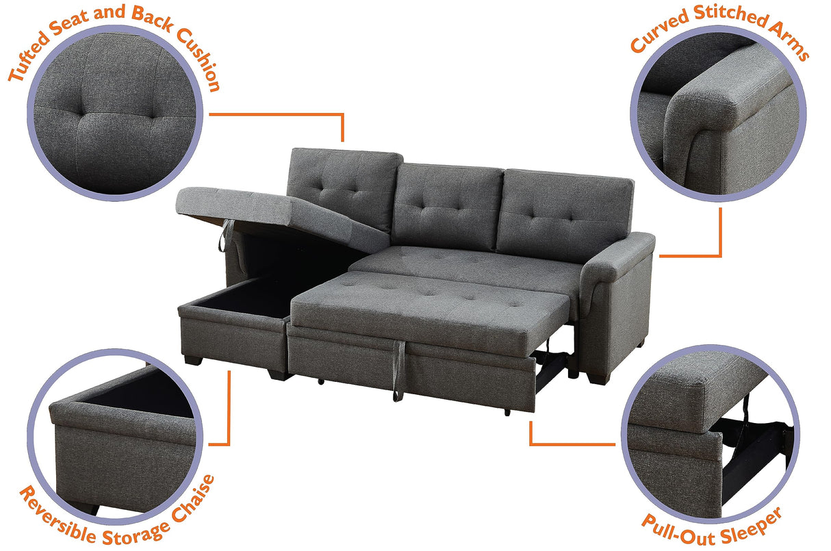 Lilola Home Lucca Sectional Sleeper Sofa - Versatile Sleeper Couch & Sofa Bed with Storage - Comfortable Couch with Storage, Small Sleeper Sofa counch Lilola Home