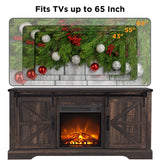 OKD Farmhouse Electric TV Stand for 65+ Inch TV, Rustic Entertainment Center with 18" Fireplace, Sliding Barn Door, Storage Shelves, Wood Media Console Cabinet for Living Room, Dark Rustic Oak OKD