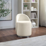 OSP Home Furnishings Lystra Swivel Barrel Vanity Chair with Textured Boucle Fabric, Cream OSP Home Furnishings