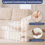 MAXYOYO Loveseat Sofa for Living Room, Small Sofa Couch Tufted Boneless Couch, Comfy Bean Bag Chair for Small Space Bedroom Apartment, No Assembly Needed, Beige MAXYOYO