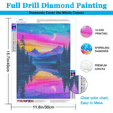 Upigi Diamond Painting Kits for Adults,Lake Landscape DIY 5D Diamond Painting Kits for Beginners,Round Full Drill Gem Art Crafts Kit for Home Wall Decor 12 x 16 Inch Upigi