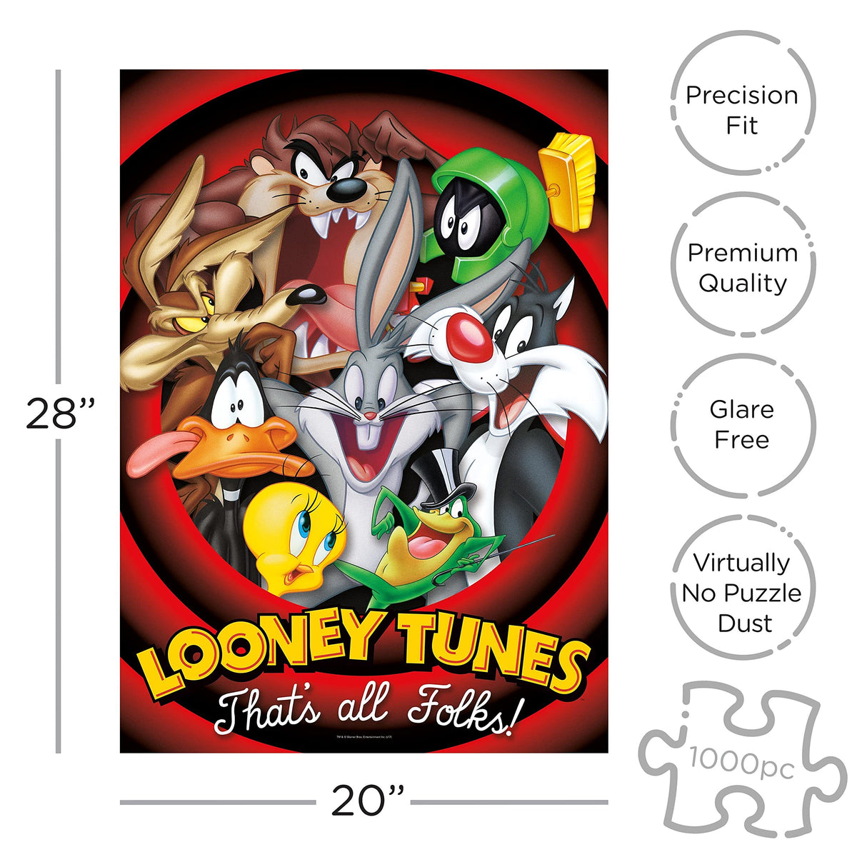 AQUARIUS Looney Tunes Puzzle (1000 Piece Jigsaw Puzzle) - Glare Free - Precision Fit - Officially Licensed Looney Tunes Merchandise & Collectibles - 20 x 28 Inches AQUARIUS