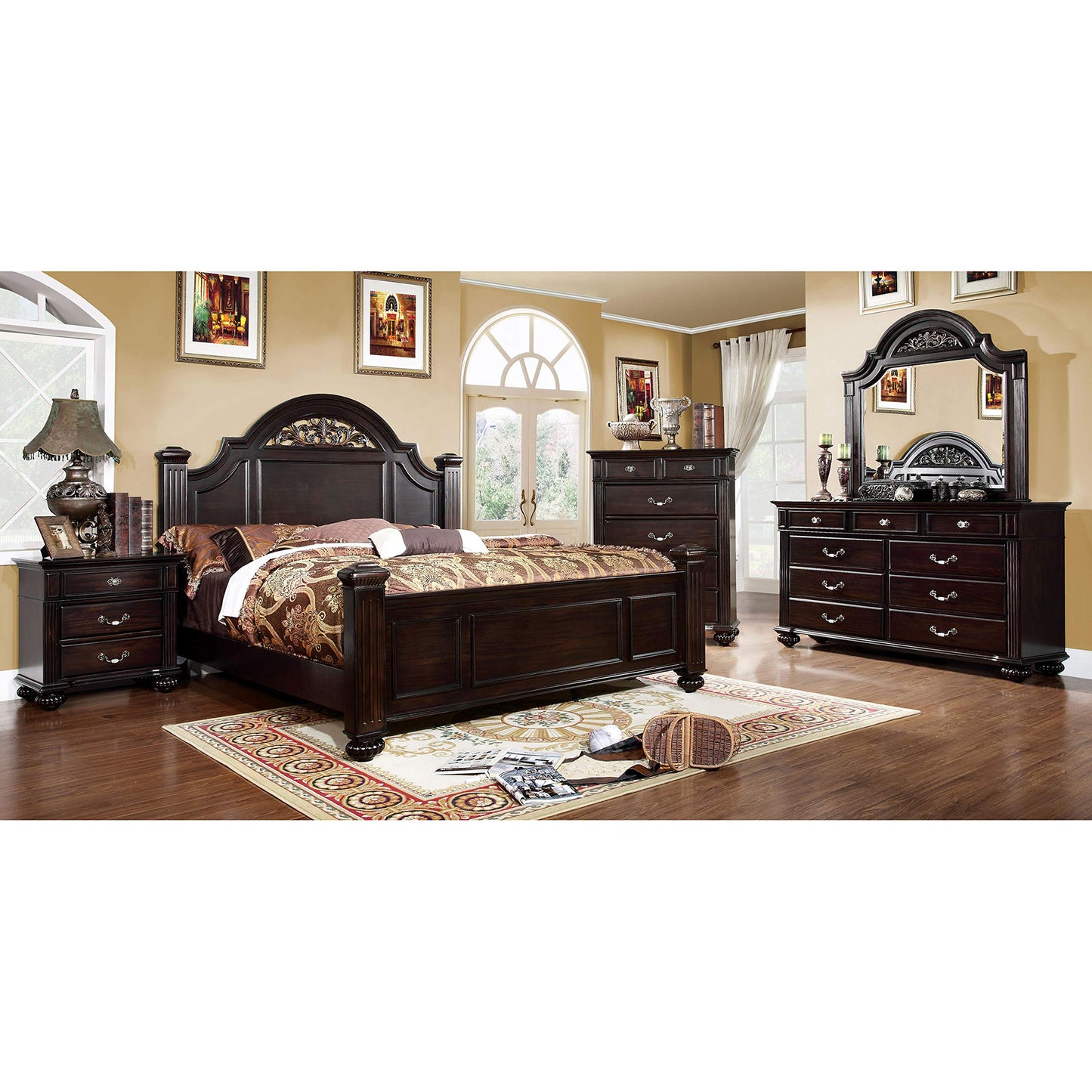 24/7 Shop at Home Syracuse 6-Piece Bedroom Set , King, Walnut