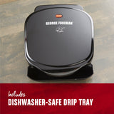 George Foreman 2-Serving Classic Plate Electric Indoor Grill and Panini Press, Black, GR10B George Foreman