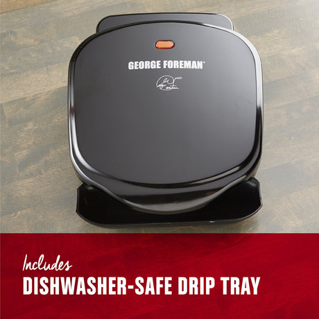 George Foreman 2-Serving Classic Plate Electric Indoor Grill and Panini Press, Black, GR10B George Foreman