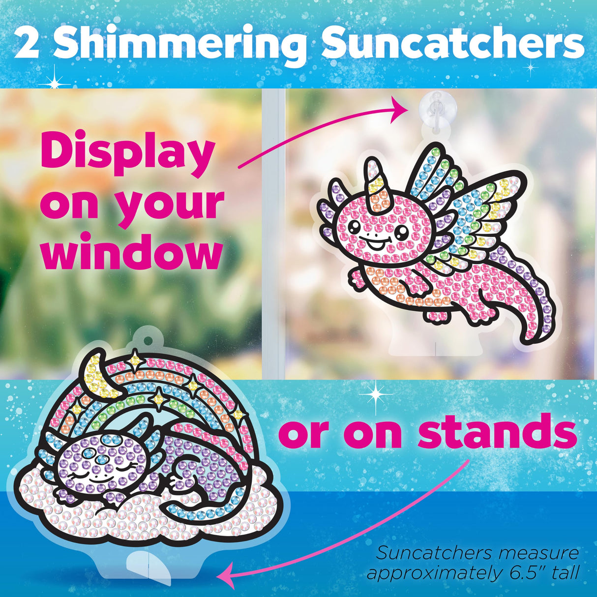 Creativity for Kids Big Gem Diamond Painting Kit: Axolotl Stickers & Suncatcher Kit - Boys and Girls Art & Craft, Axolotl Toys and Gifts for Kids (Ages 6+) Creativity for Kids