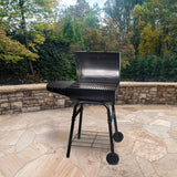 Char-Griller® King-Griller Gambler Charcoal Grill and Smoker with Damper Smoke Control, Cast Iron Grates, and Side Shelf, 315 Cooking Square Inches in Black, Model E1416 Char-Griller