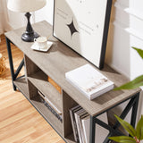 Yaheetech Industrial TV Stand for 55 Inch TV, Entertainment Center Media Console Table with Open Storage for Living Room, Wood Modern Furniture, Gray Yaheetech