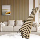 POHARE 4 Pack Wood Slat Wall Wood Paneling,95 x 8 in Soundpoof Wooden Engineered Wood Slat Wall Panels,Stylish Acoustic Wall Panels for Interior Wall Decor with Felt Backing,Oak POHARE