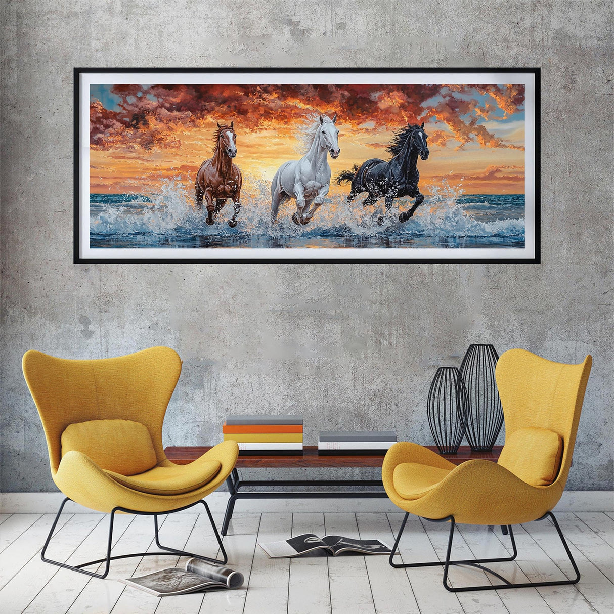 SKRYUIE 5D Large Diamond Painting Kits Horse - DIY Diamond Art Kits for Adults Animal, Full Round Drill - Crystal Embroidery Cross Stitch - Craft for Wall & Office Decor - 12x30 inch / 30x80 cm SKRYUIE