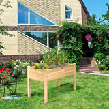 Giantex Raised Garden Bed Kit Elevated Planter Box for Vegetables Fruits Herb Grow, Heavy Duty Natural Cedar Wood Frame Gardening Planting Bed for Deck Patio Yard, 49.5"X23.5"X30.0" Giantex